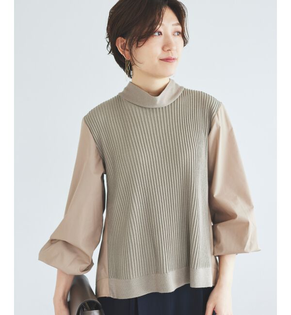 le.coeur blanc「《手洗い可能》TORRAZZO DONNAニット&times;布帛ブラウス」|シャツ・ブラウス|