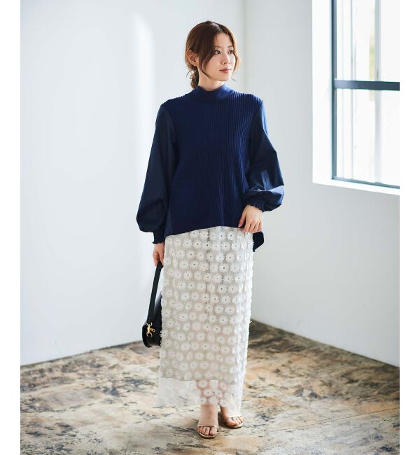 le.coeur blanc「《手洗い可能》TORRAZZO DONNAニット&times;布帛ブラウス」|シャツ・ブラウス|