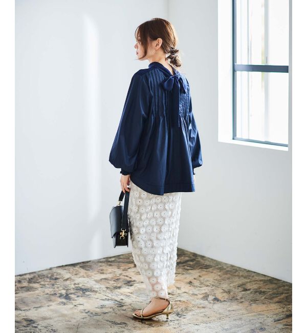 le.coeur blanc「《手洗い可能》TORRAZZO DONNAニット&times;布帛ブラウス」|シャツ・ブラウス|