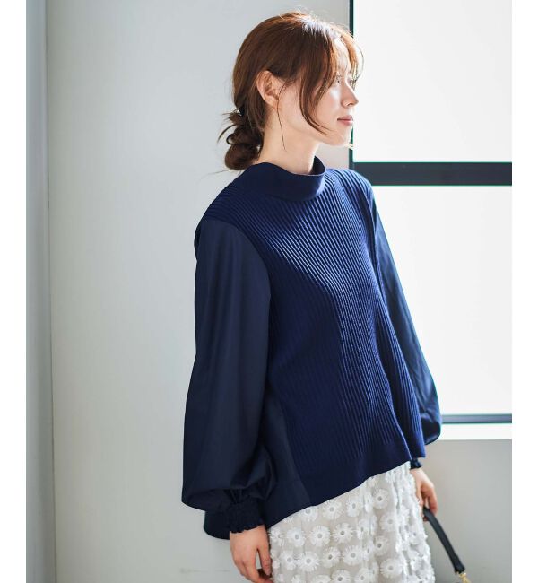 le.coeur blanc「《手洗い可能》TORRAZZO DONNAニット&times;布帛ブラウス」|シャツ・ブラウス|