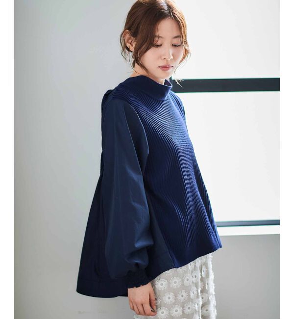 le.coeur blanc「《手洗い可能》TORRAZZO DONNAニット&times;布帛ブラウス」|シャツ・ブラウス|