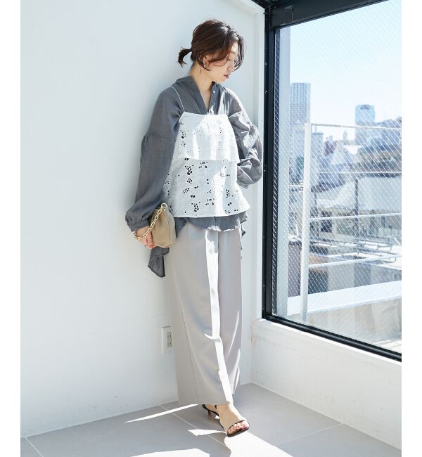  「《手洗い可能》カットワークレースキャミブラウス」|キャミソール|