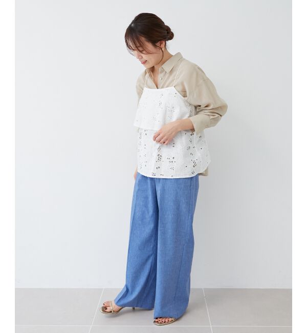  「《手洗い可能》カットワークレースキャミブラウス」|キャミソール|