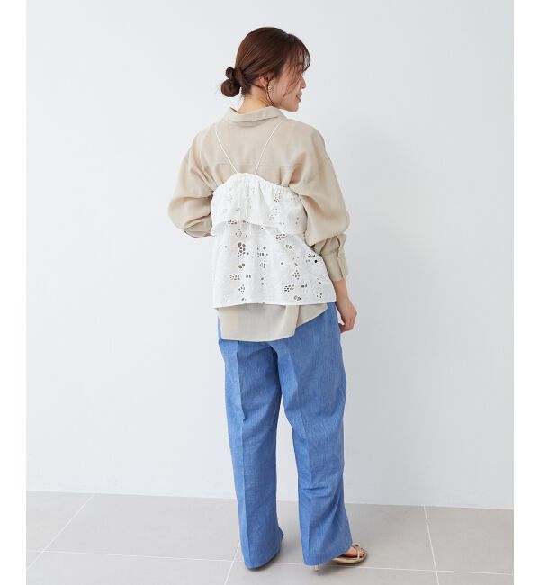  「《手洗い可能》カットワークレースキャミブラウス」|キャミソール|