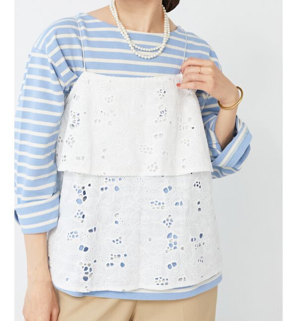  「《手洗い可能》カットワークレースキャミブラウス」|キャミソール|