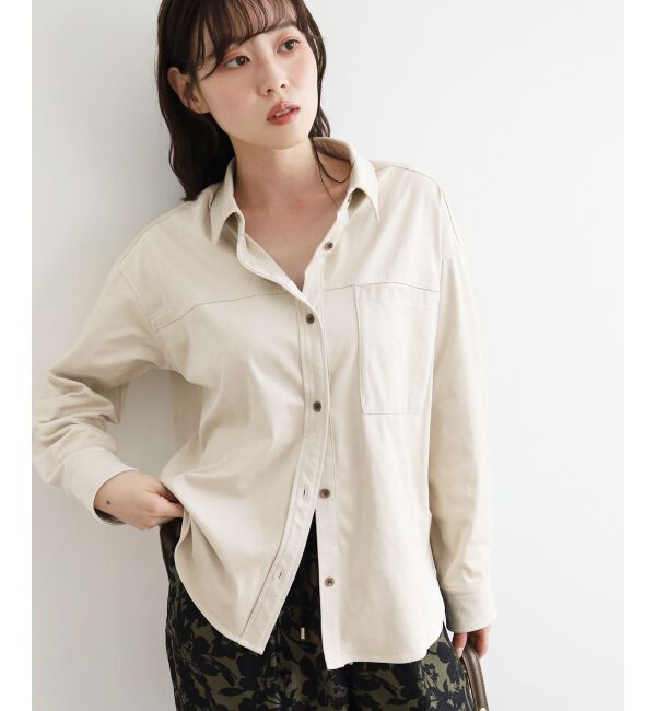  「リバーフェイクスエードオーバーシャツ」|シャツ・ブラウス|ベージュ