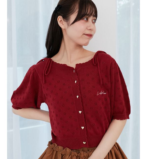  「キャミセットフラワーアイレットクルーカーデ」|カーディガン|