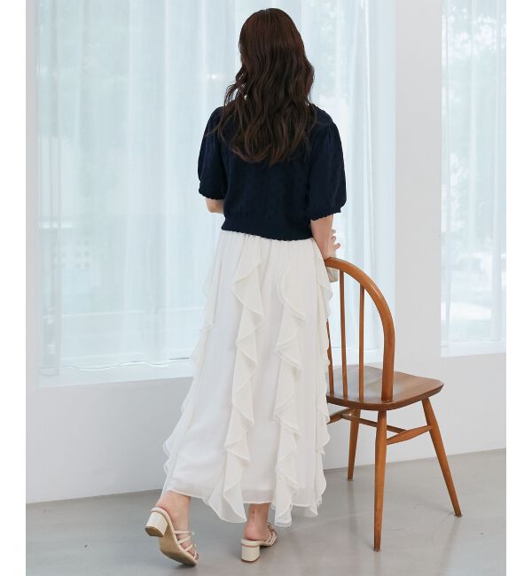  「キャミセットフラワーアイレットクルーカーデ」|カーディガン|