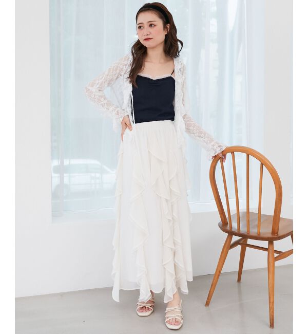  「キャミセットフラワーアイレットクルーカーデ」|カーディガン|