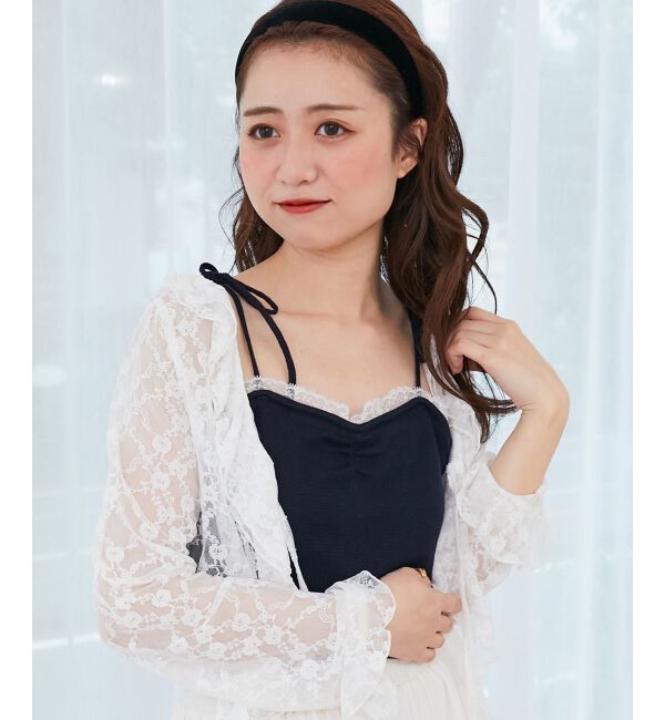  「キャミセットフラワーアイレットクルーカーデ」|カーディガン|