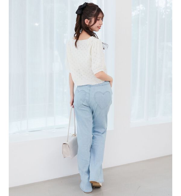  「キャミセットフラワーアイレットクルーカーデ」|カーディガン|