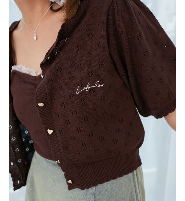  「キャミセットフラワーアイレットクルーカーデ」|カーディガン|