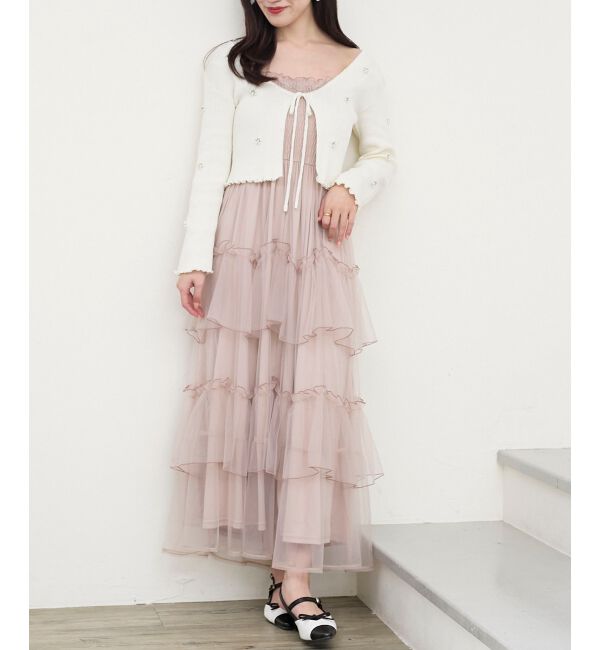  「キャミセットフラワーパールカーディガン」|カーディガン|