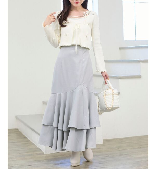  「キャミセットフラワーパールカーディガン」|カーディガン|