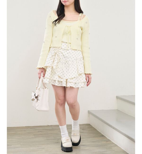  「キャミセットフラワーパールカーディガン」|カーディガン|