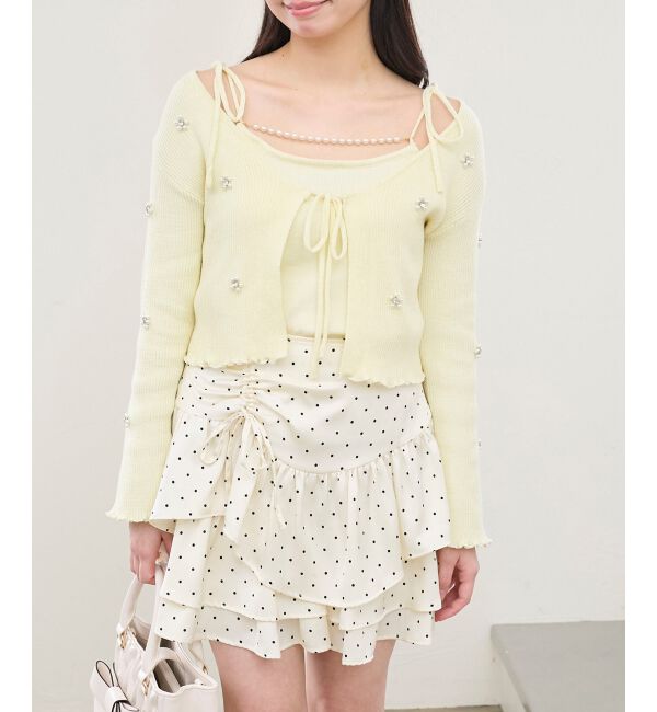  「キャミセットフラワーパールカーディガン」|カーディガン|