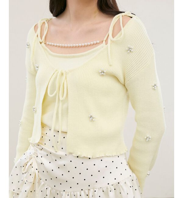  「キャミセットフラワーパールカーディガン」|カーディガン|