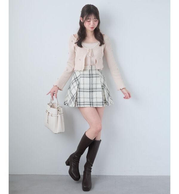  「キャミセットフラワーパールカーディガン」|カーディガン|