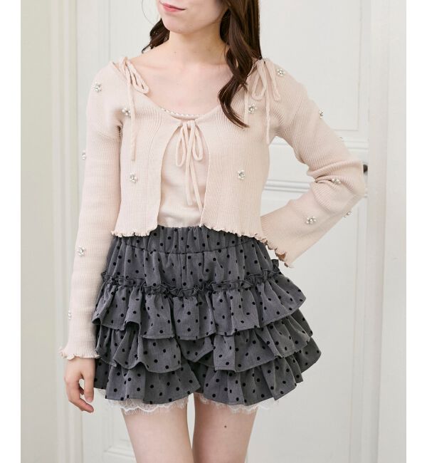  「キャミセットフラワーパールカーディガン」|カーディガン|