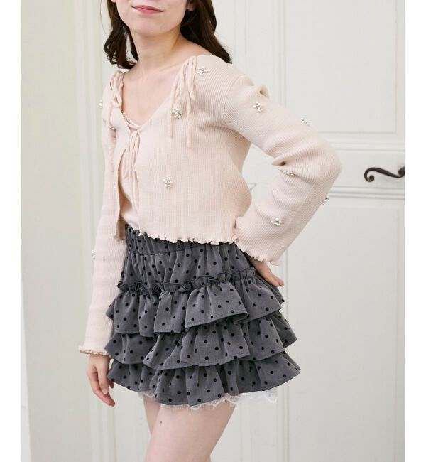  「キャミセットフラワーパールカーディガン」|カーディガン|