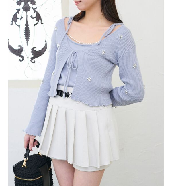  「キャミセットフラワーパールカーディガン」|カーディガン|