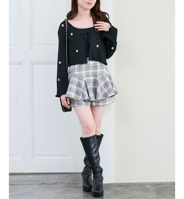  「キャミセットフラワーパールカーディガン」|カーディガン|