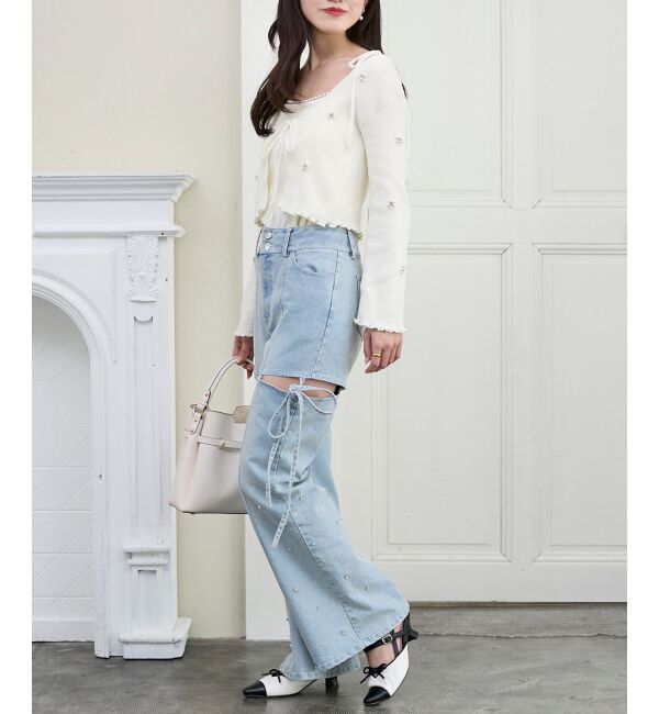  「キャミセットフラワーパールカーディガン」|カーディガン|