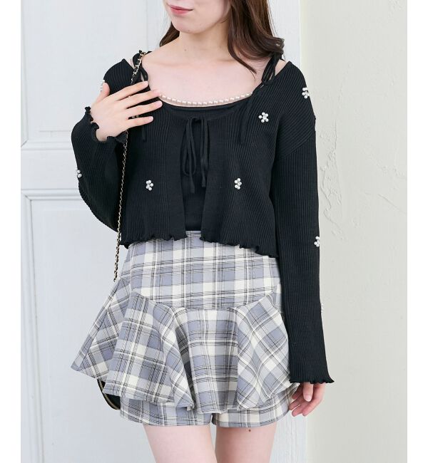  「キャミセットフラワーパールカーディガン」|カーディガン|