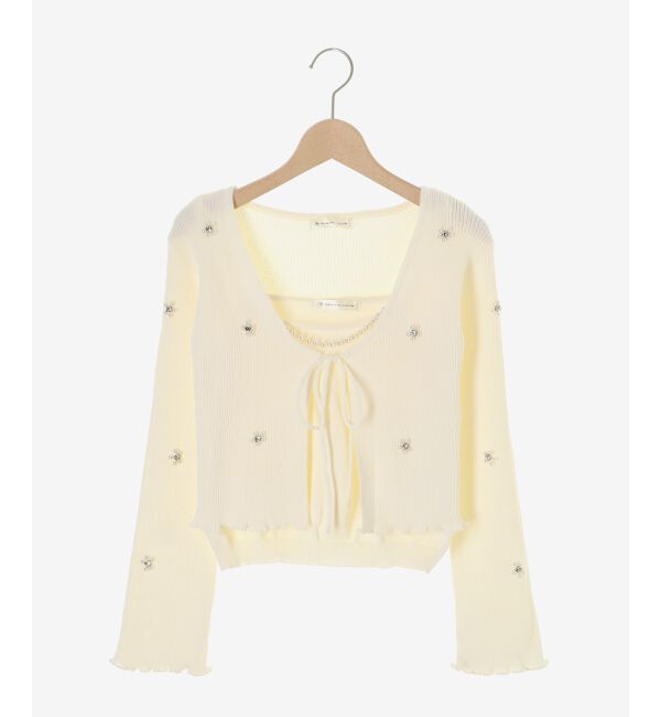  「キャミセットフラワーパールカーディガン」|カーディガン|