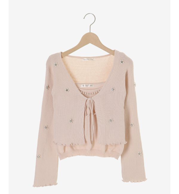  「キャミセットフラワーパールカーディガン」|カーディガン|