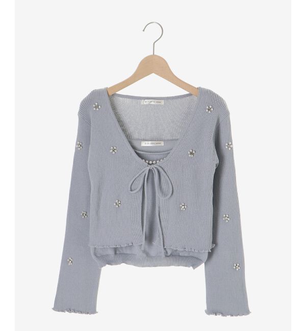  「キャミセットフラワーパールカーディガン」|カーディガン|