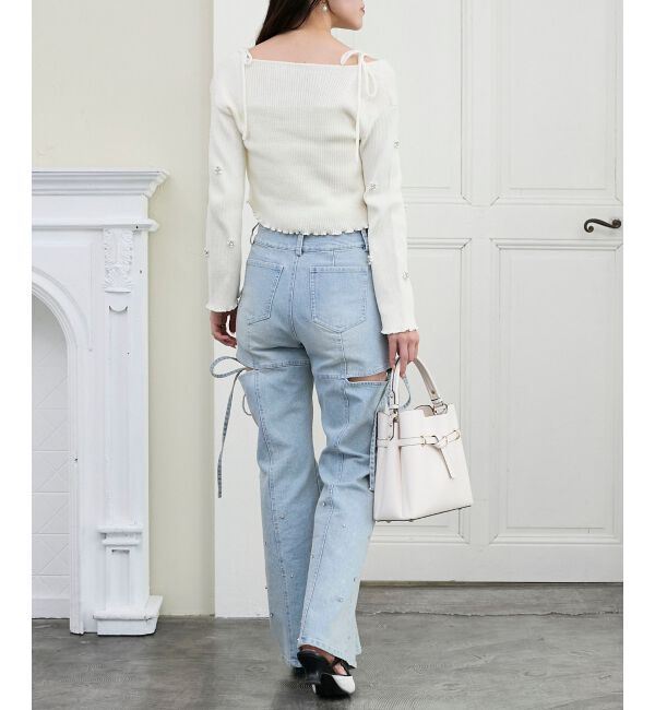  「キャミセットフラワーパールカーディガン」|カーディガン|