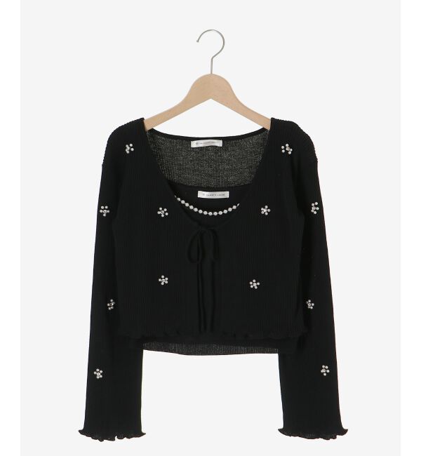  「キャミセットフラワーパールカーディガン」|カーディガン|