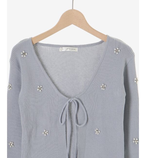  「キャミセットフラワーパールカーディガン」|カーディガン|