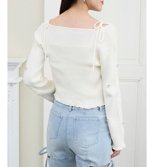  「キャミセットフラワーパールカーディガン」|カーディガン|