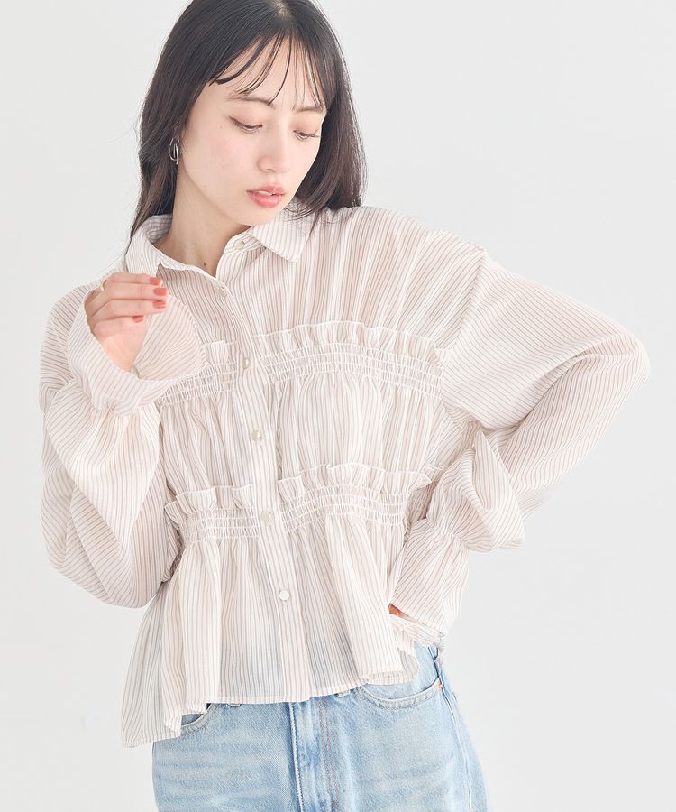 earth music&ecology「シャーリングストライプシャツ」|シャツ・ブラウス|