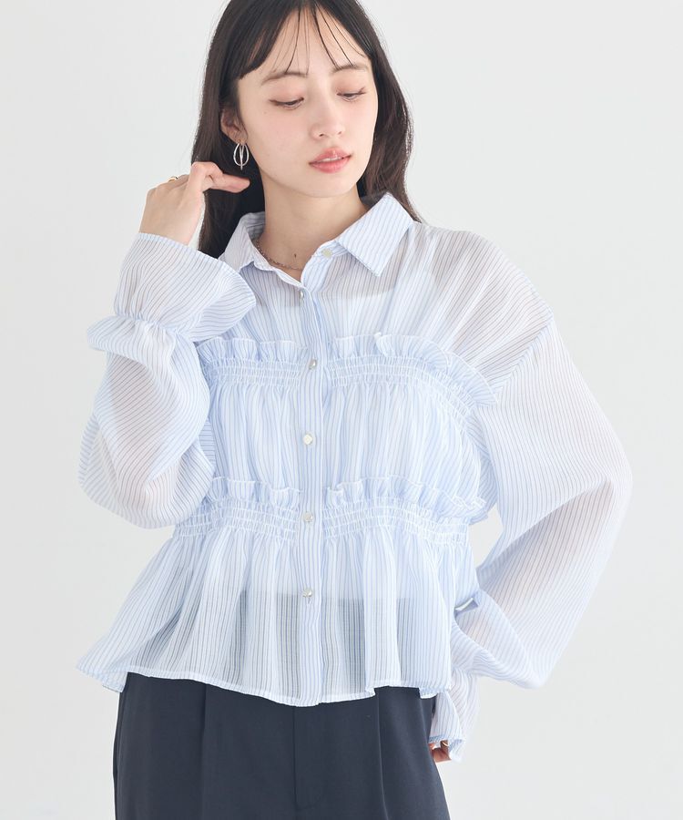 earth music&ecology「シャーリングストライプシャツ」|シャツ・ブラウス|ストライプサックス