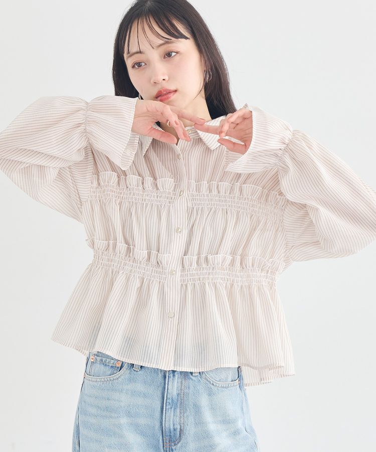 earth music&ecology「シャーリングストライプシャツ」|シャツ・ブラウス|