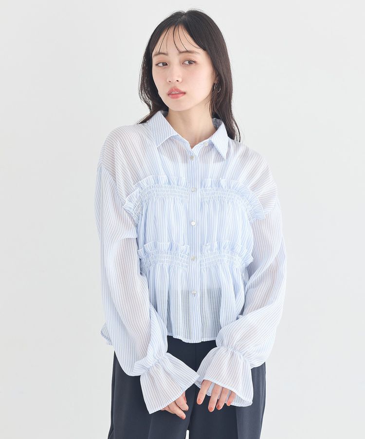 earth music&ecology「シャーリングストライプシャツ」|シャツ・ブラウス|