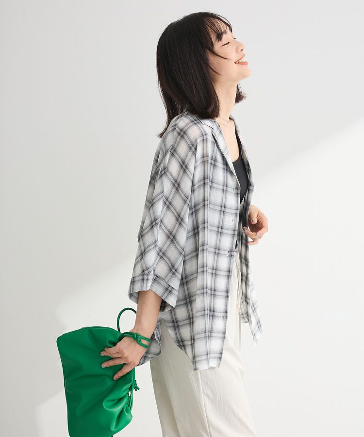 Green Parks「開襟シアーシャツジャケット」|シャツ・ブラウス|