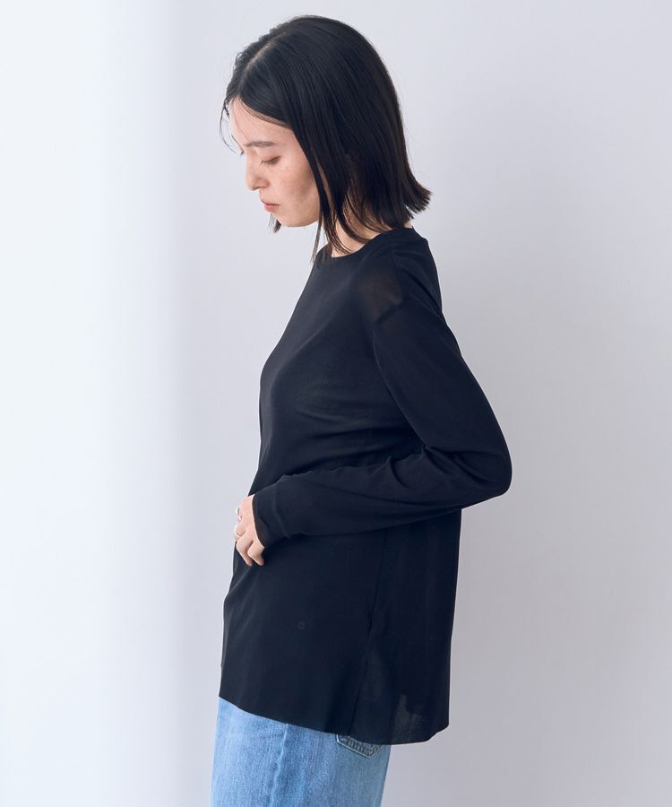 YECCA VECCA「クルーネックレイヤードシアートップス」|Tシャツ・カットソー|