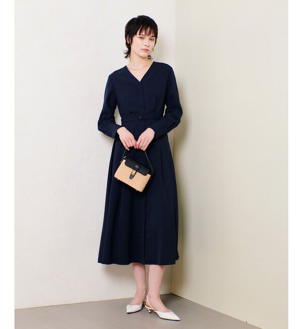 allureville「Ｖネックタックワンピース」|ワンピース|ネイビー