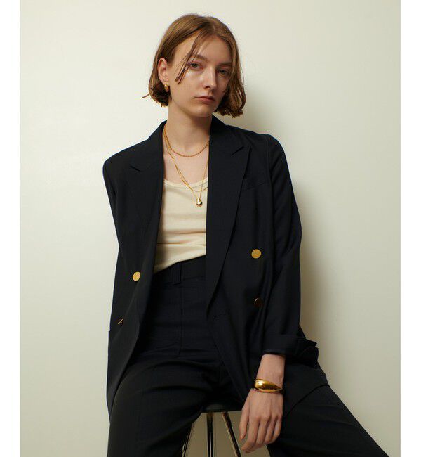 allureville「トリアセサイロピークドラペルジャケット」|テーラードジャケット|ネイビー