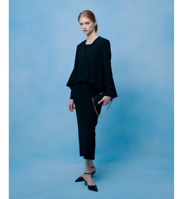 LOULOU WILLOUGHBY「【LOULOU WILLOUGHBY】ダブルクロスフレアペプラムジャケット」|ノーカラージャケット|