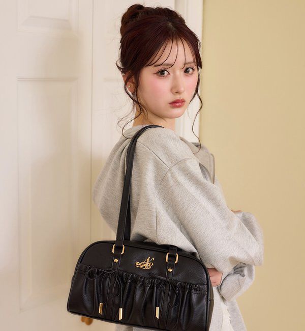  「ドロストリボン付きスクエアバッグ」|ショルダー・メッセンジャー|