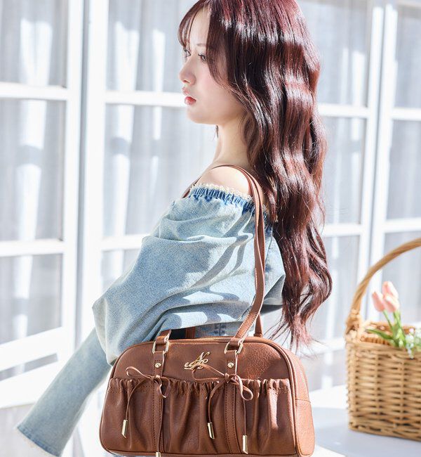  「ドロストリボン付きスクエアバッグ」|ショルダー・メッセンジャー|