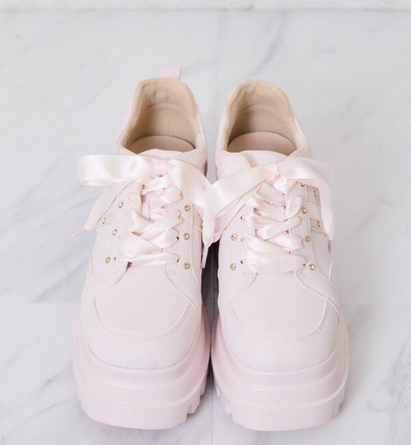  「【ピンク・ブラウン・ブラック】ビジュー付きトリプルソールスニーカー」|その他|