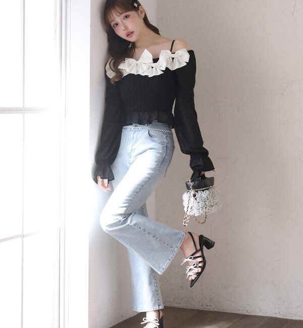  「シャーリングリボンブラウス」|シャツ・ブラウス|