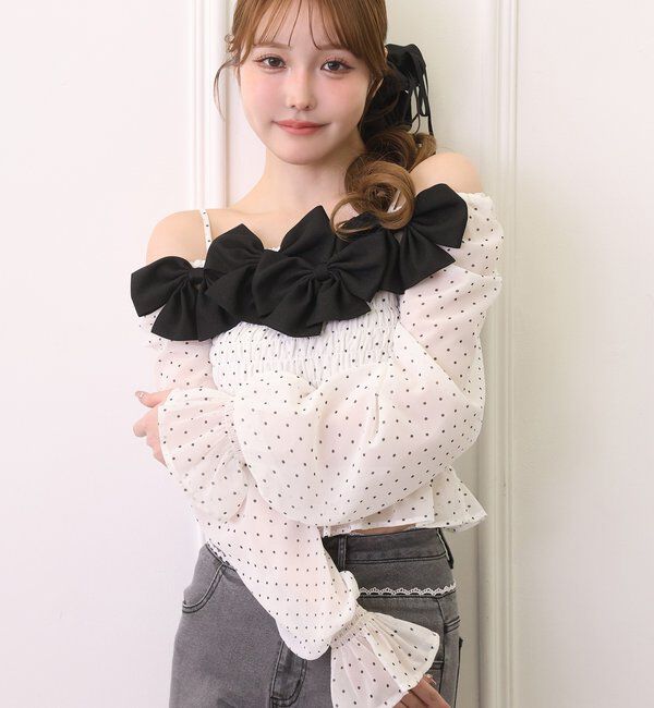  「シャーリングリボンブラウス」|シャツ・ブラウス|