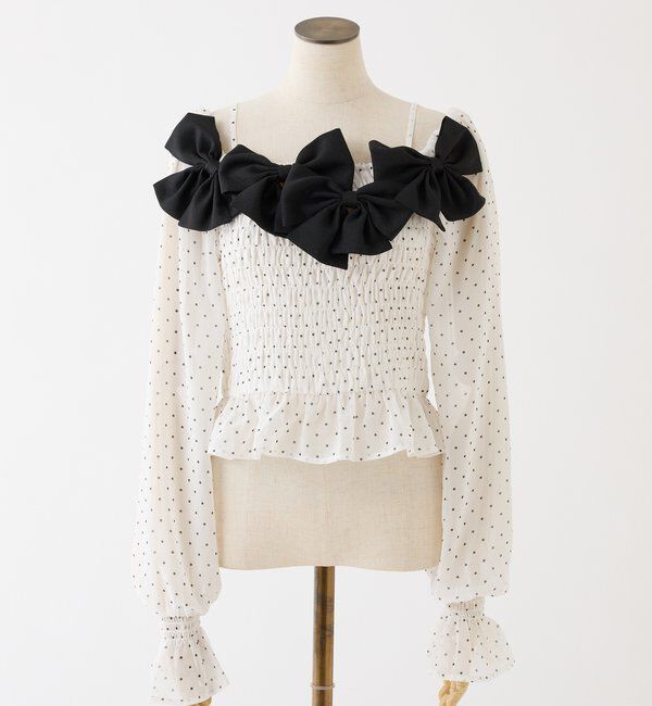  「シャーリングリボンブラウス」|シャツ・ブラウス|